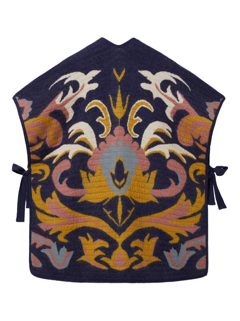 La Doublej Tie-detail Printed Cape In Blue