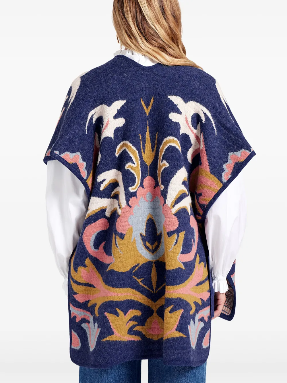 La Doublej Tie-detail Printed Cape In Blue
