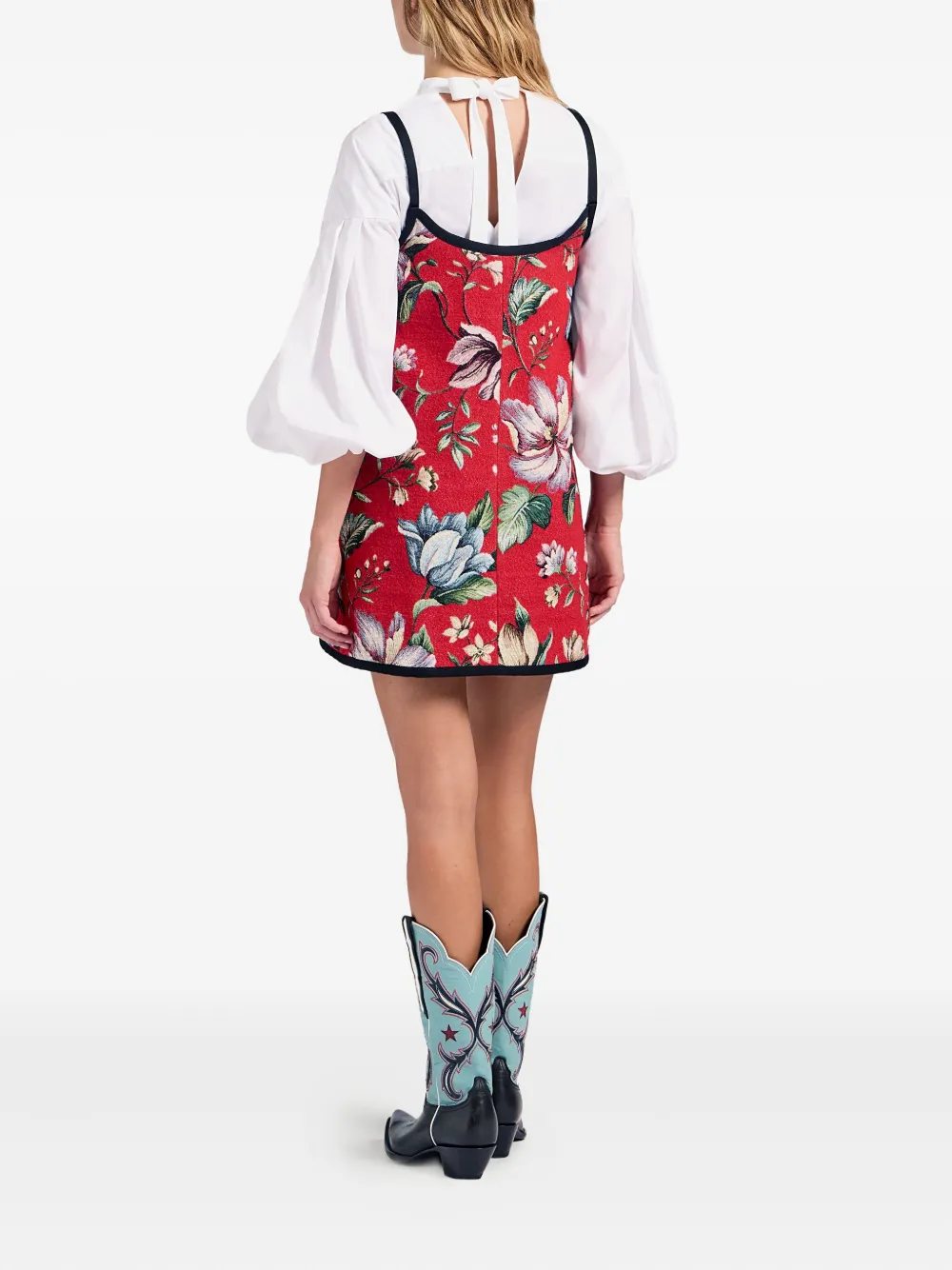 La Doublej Floral Jacquard Slip Dress In Red