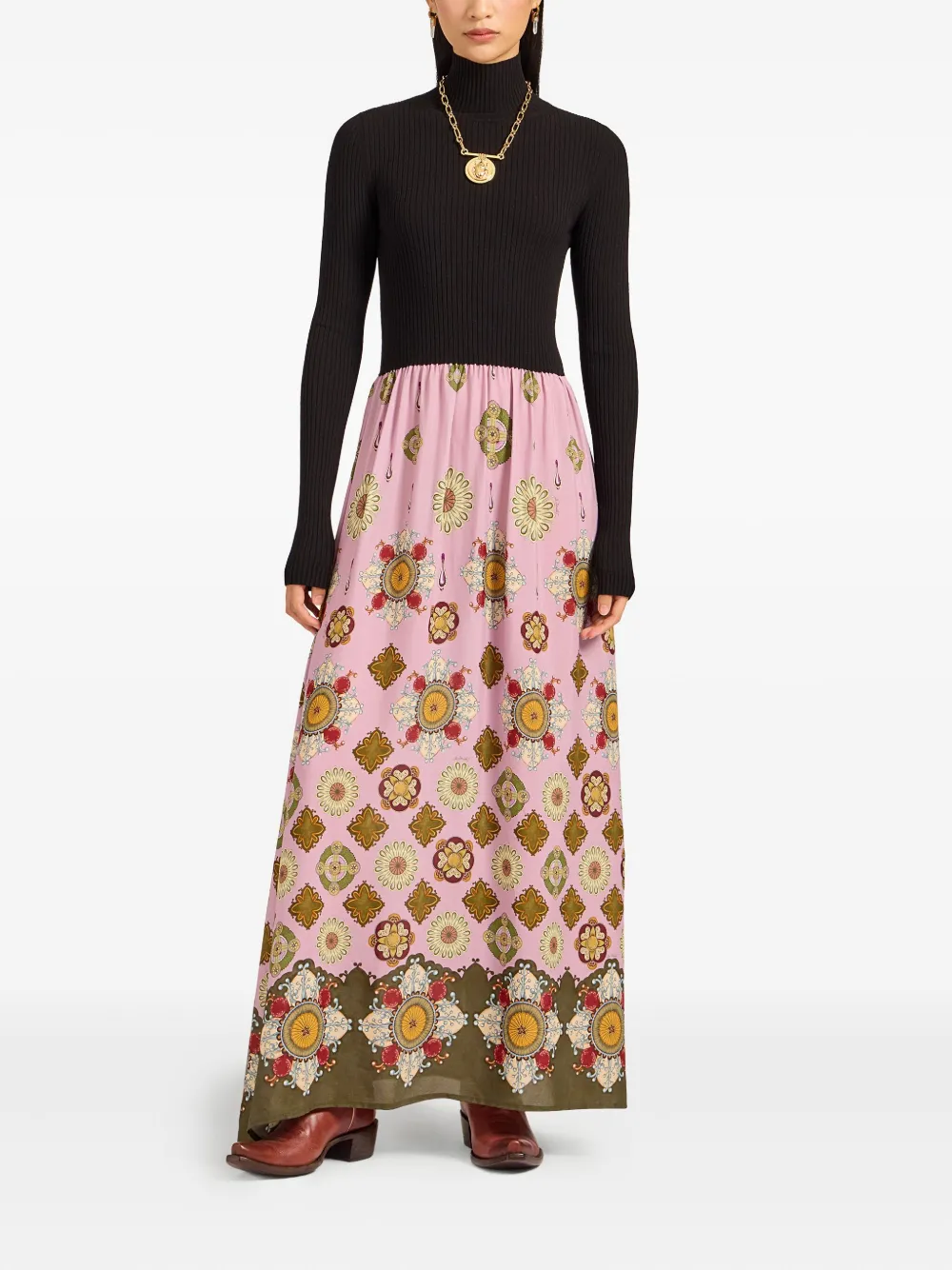 La DoubleJ Lunaria maxi-jurk met col - Roze