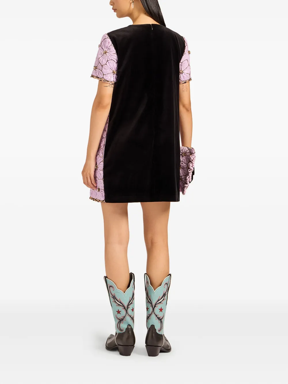 La DoubleJ Mini-jurk met geborduurde bloemen Zwart