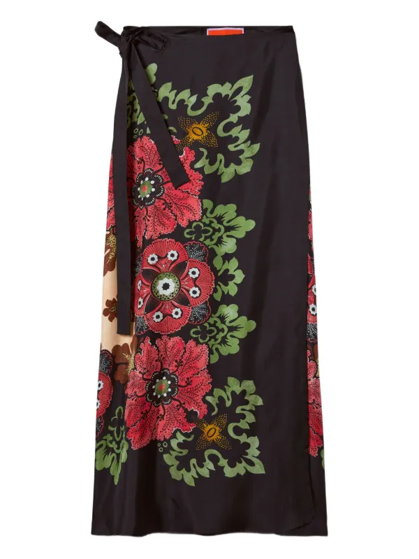 La DoubleJ Floral-print Reversible Skirt in Black