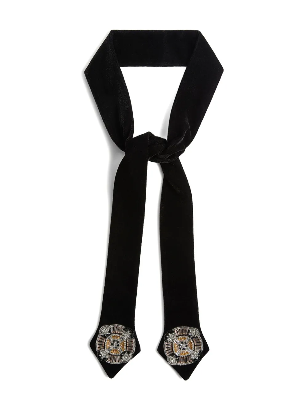 La Doublej Beaded Velvet Stole In Black
