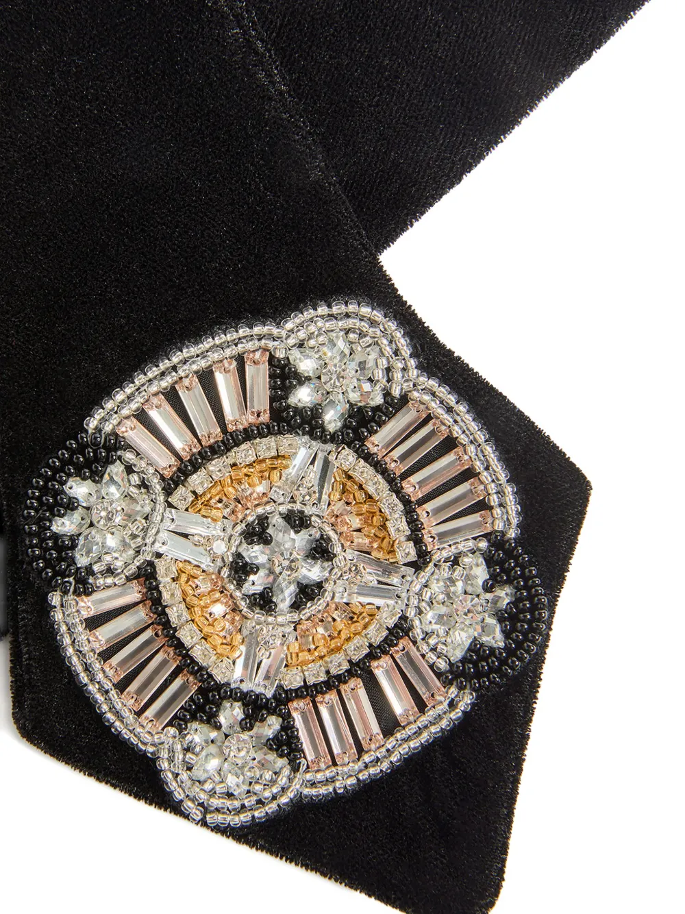 La Doublej Beaded Velvet Stole In Black
