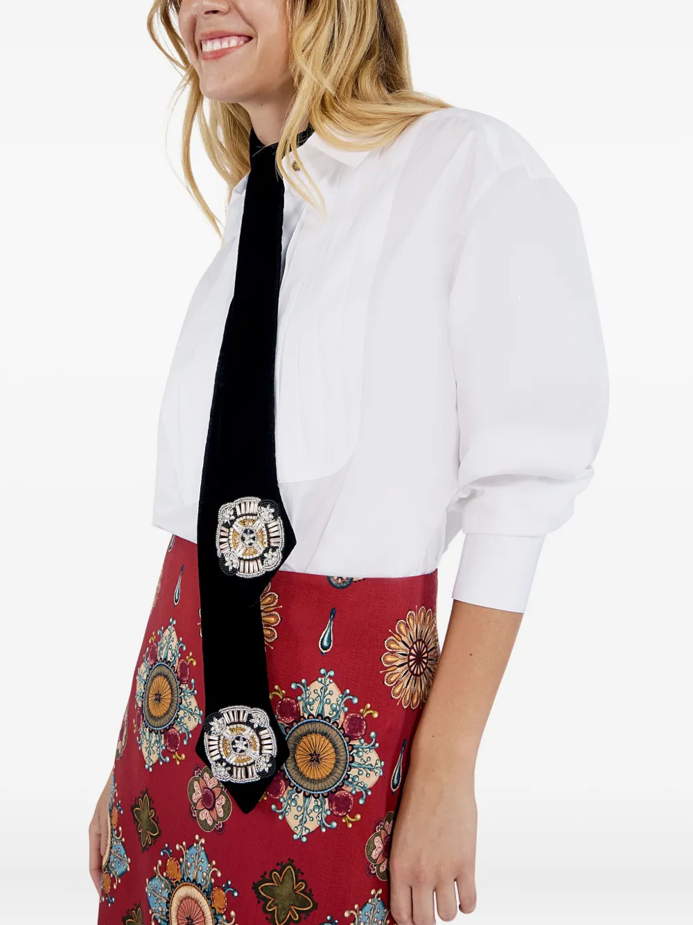 La Doublej Beaded Velvet Stole In Black