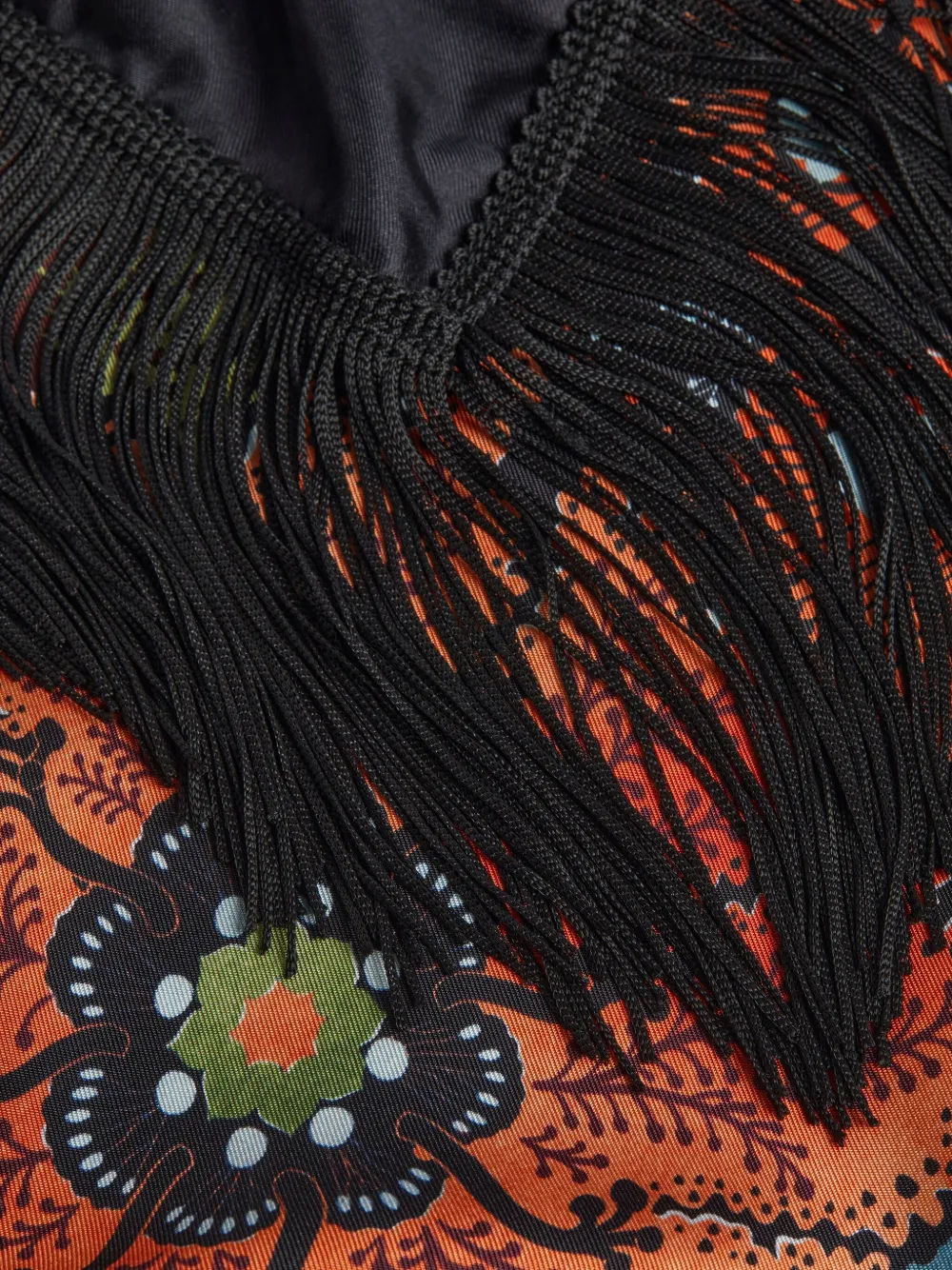 La DoubleJ Omkeerbare sjaal met bloemenprint en franje Zwart