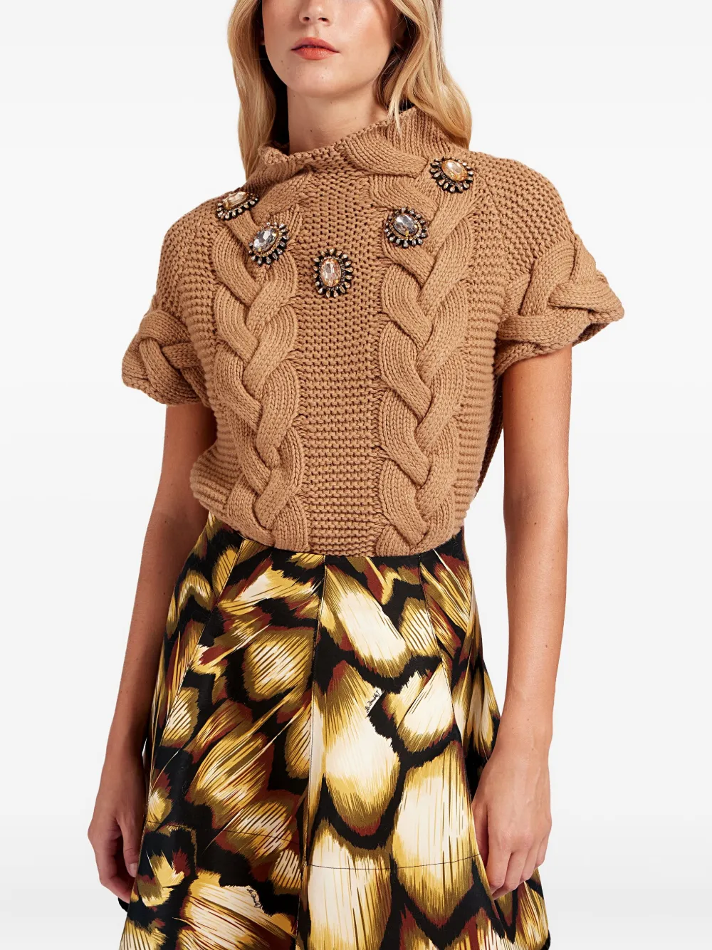 La DoubleJ cable-knit short-sleeve sweater | Knitted Sweaters | Image 2