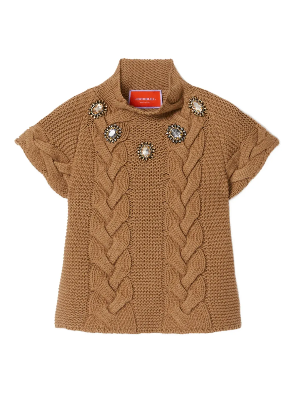 La DoubleJ cable-knit short-sleeve sweater | Brown | Image 1