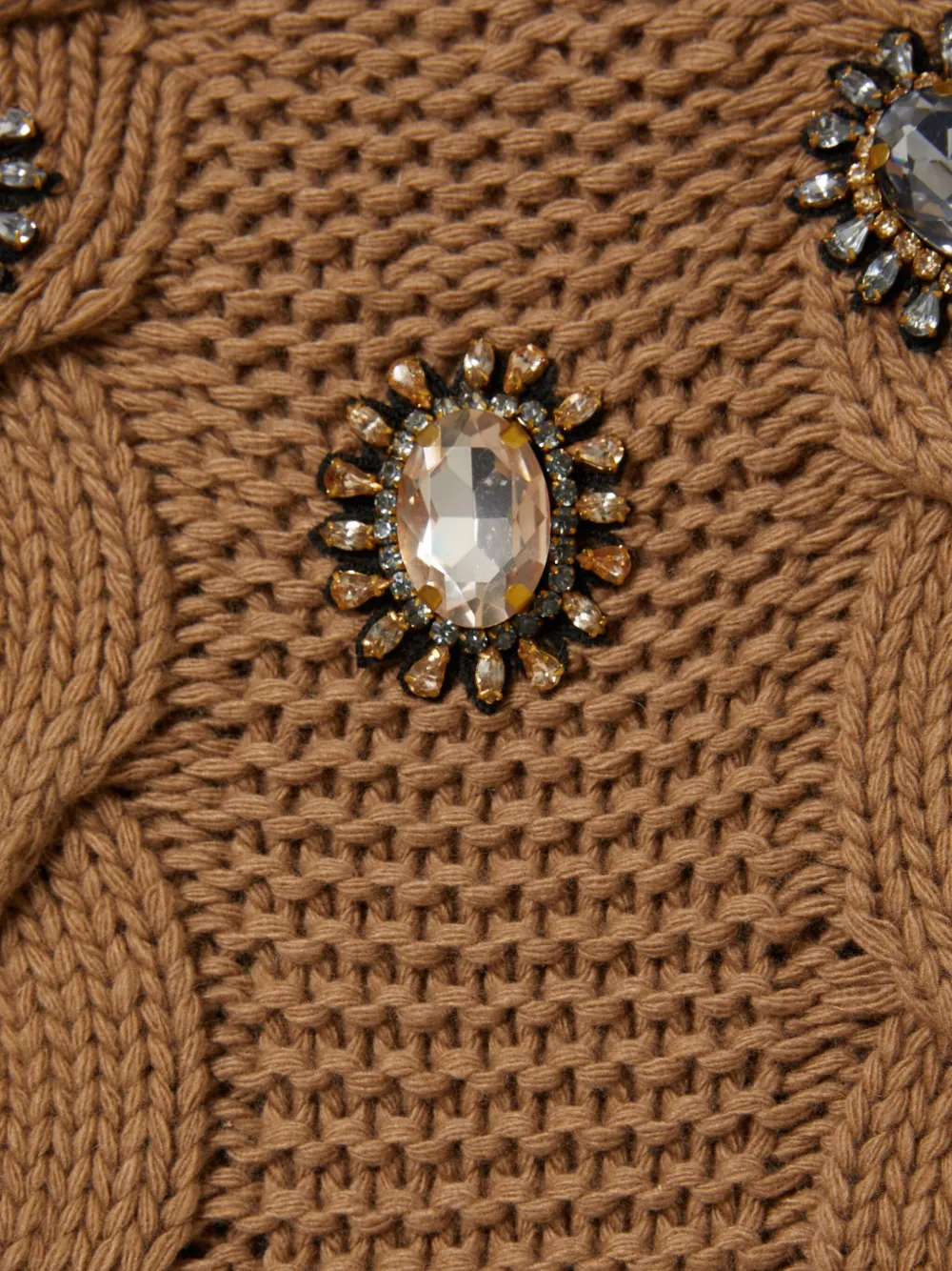 La DoubleJ Kabelgebreide trui met korte mouwen Bruin