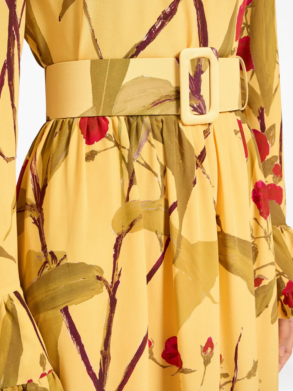 La Doublej Floral-print Buckle Belt In Yellow