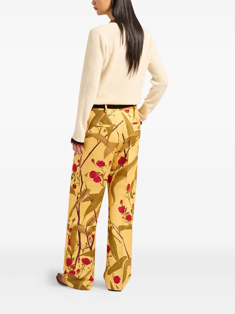 La Doublej Let Loose Floral-print Pleated Trousers In Yellow