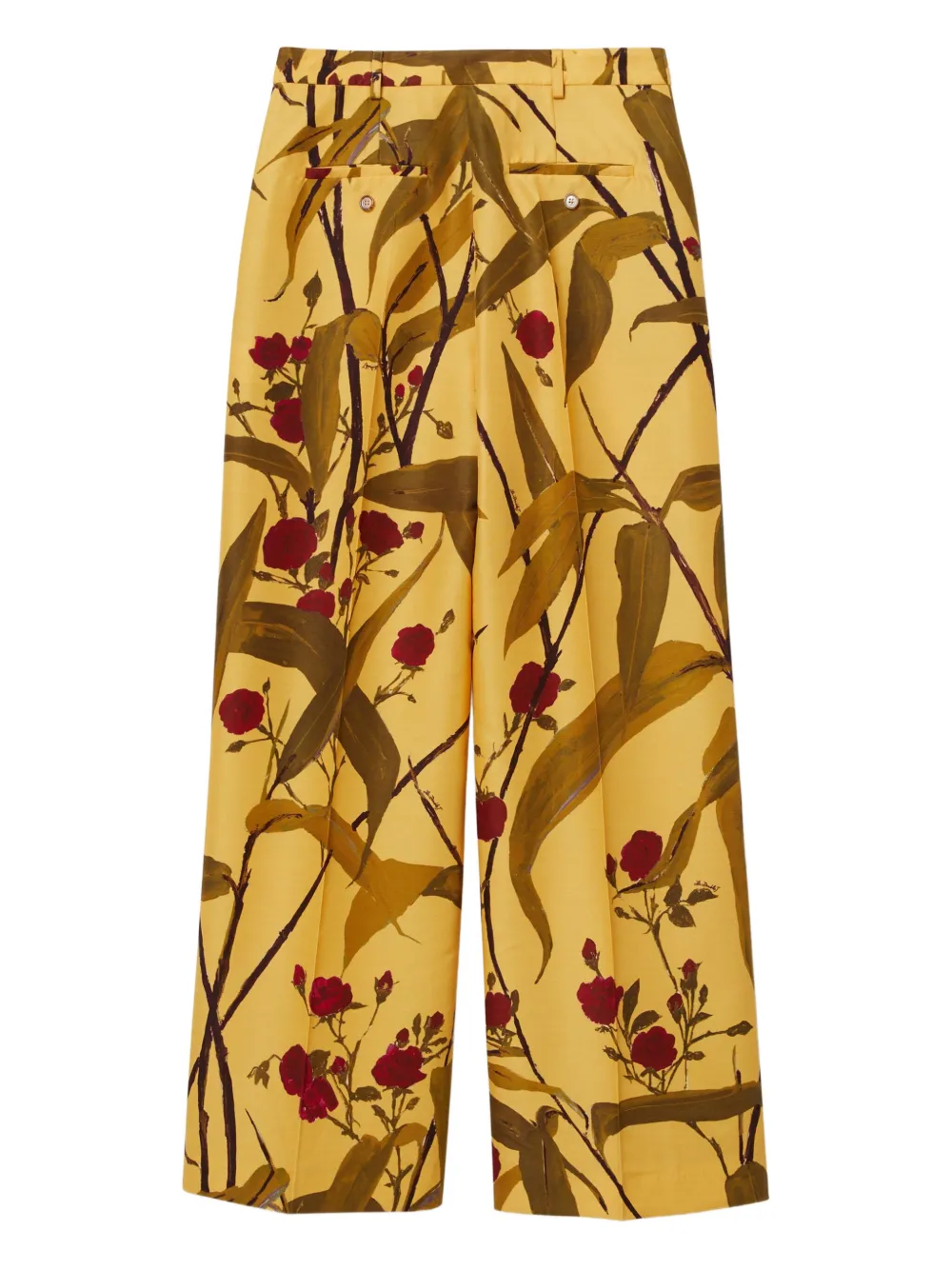 La Doublej Let Loose Floral-print Pleated Trousers In Yellow