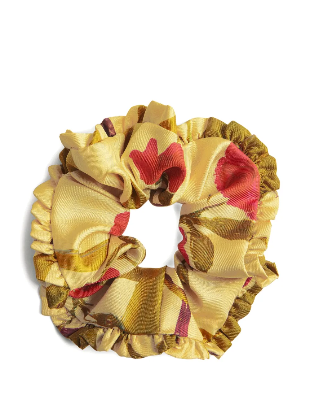 La DoubleJ ruffled printed scrunchie (pack of three) | Yellow | Image 1