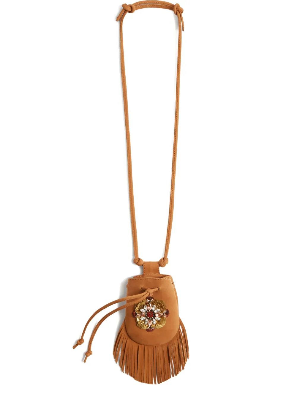 La DoubleJ fringed embellished cross body bag | Brown | Image 1