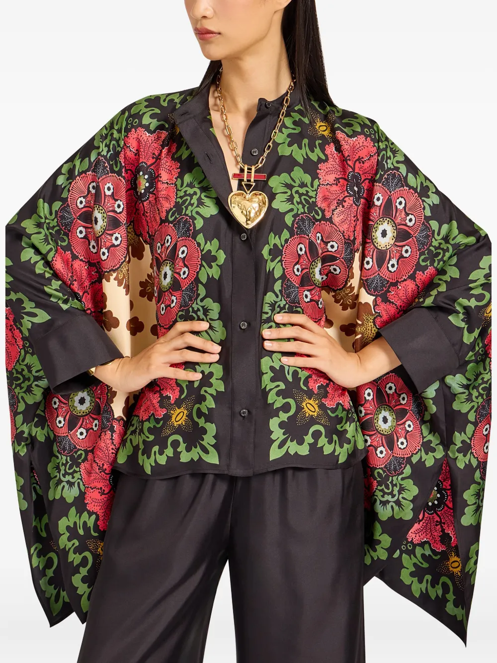 La DoubleJ floral-print blouse - Bruin