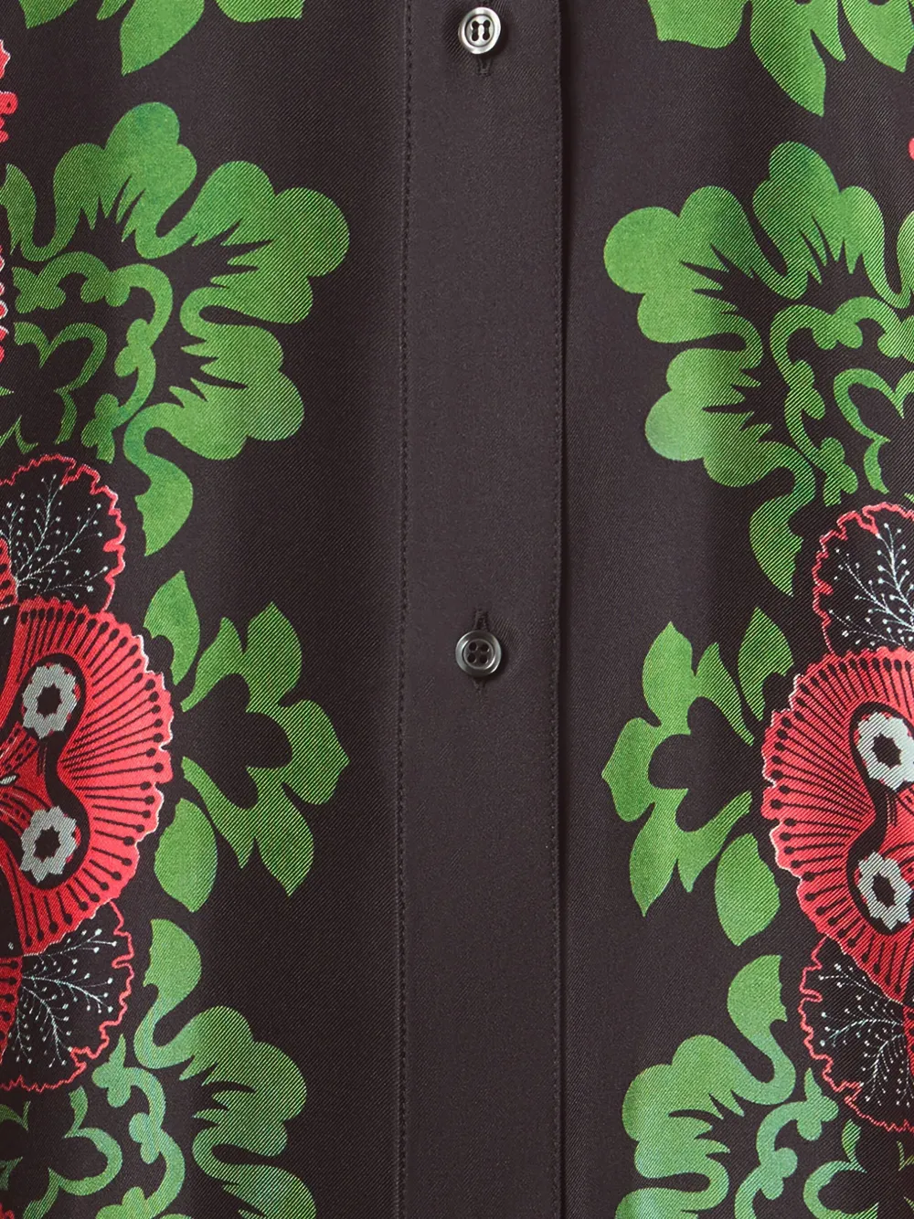 La Doublej La Double J Foulard Floral Silk-twill Shirt In Brown