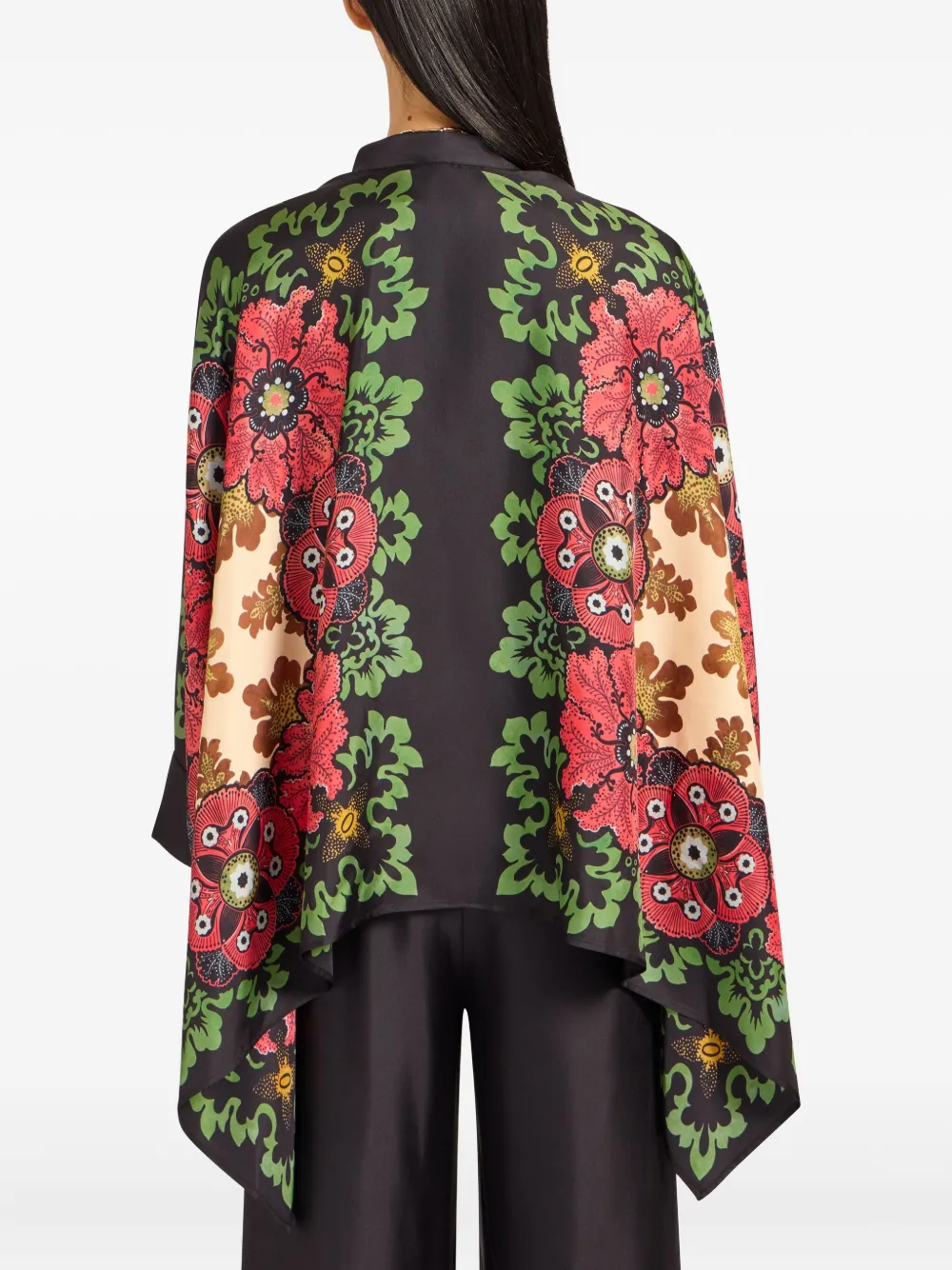 La Doublej La Double J Foulard Floral Silk-twill Shirt In Brown
