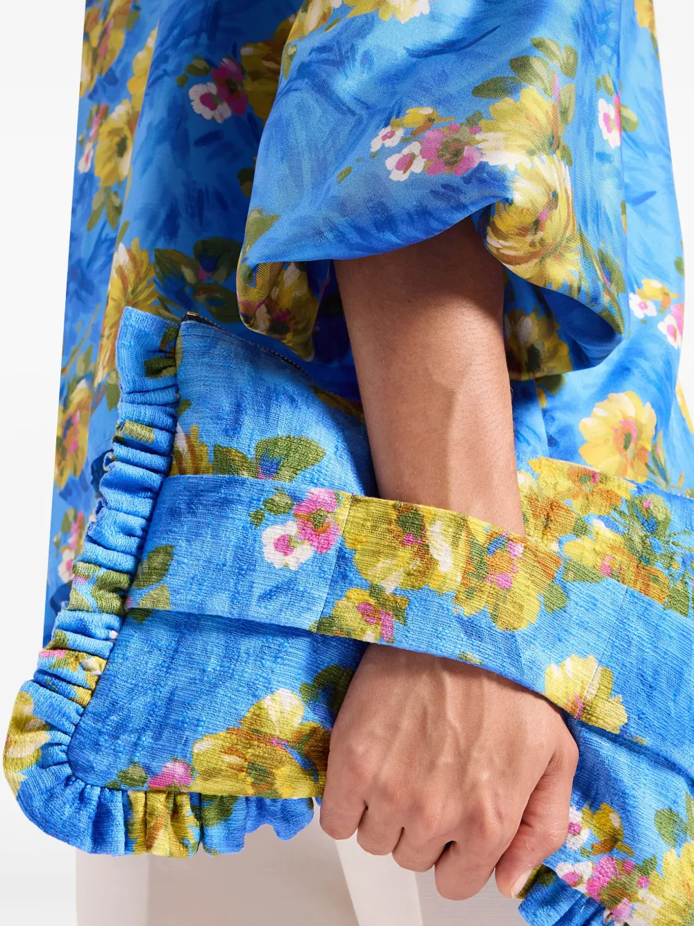 La DoubleJ Clutch met bloemenprint Blauw