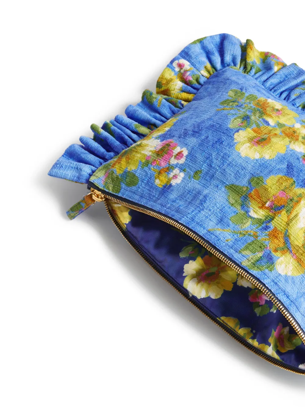 La DoubleJ Clutch met bloemenprint Blauw