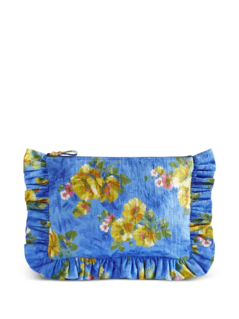 La DoubleJ floral-print ruffled clutch