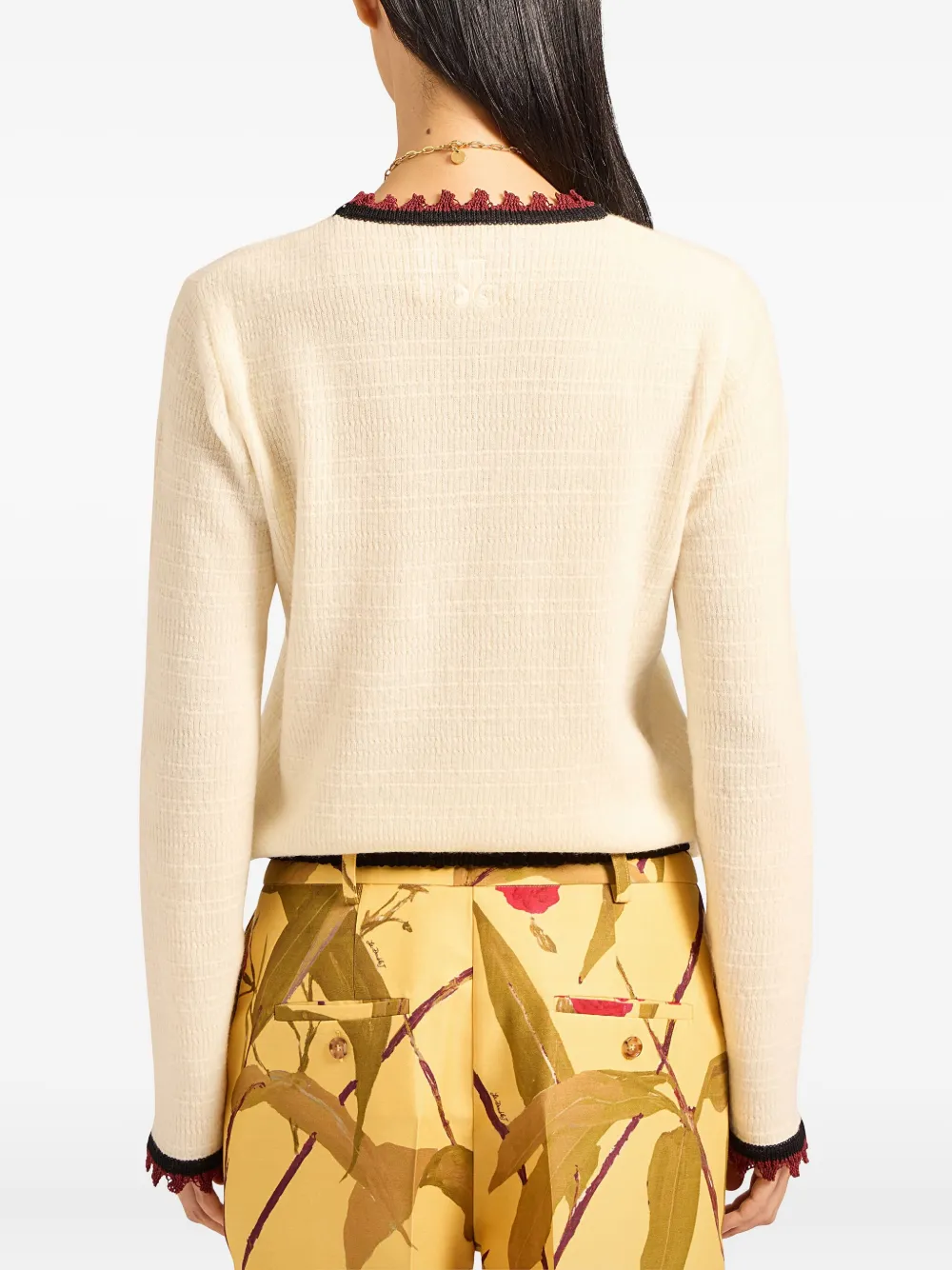 La Doublej Scallop-trimmed Wool-blend Sweater In Neutral