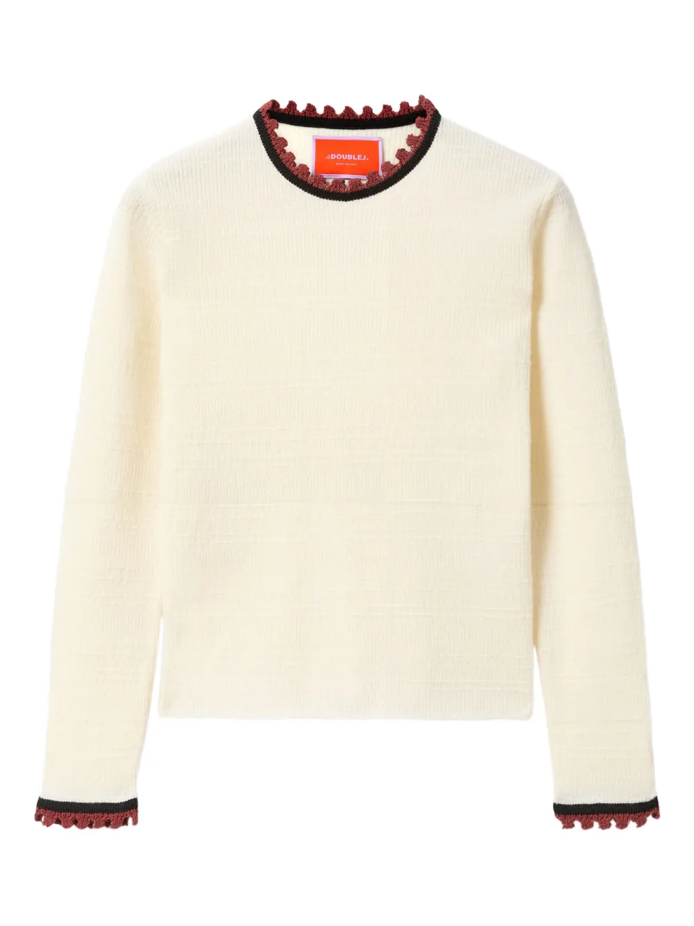 La Doublej Scallop-trimmed Wool-blend Sweater In Neutral