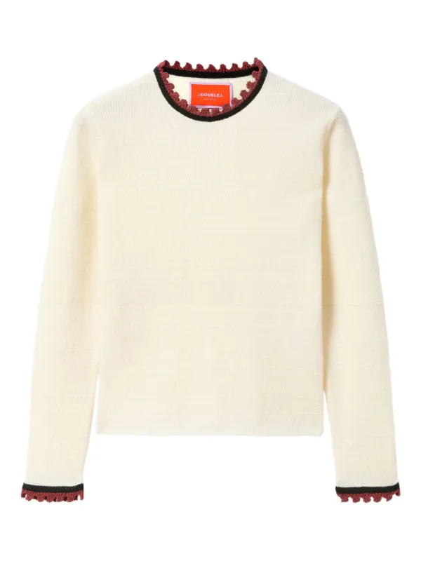 La DoubleJ Scallop-trimmed Wool-blend Sweater in Neutrals