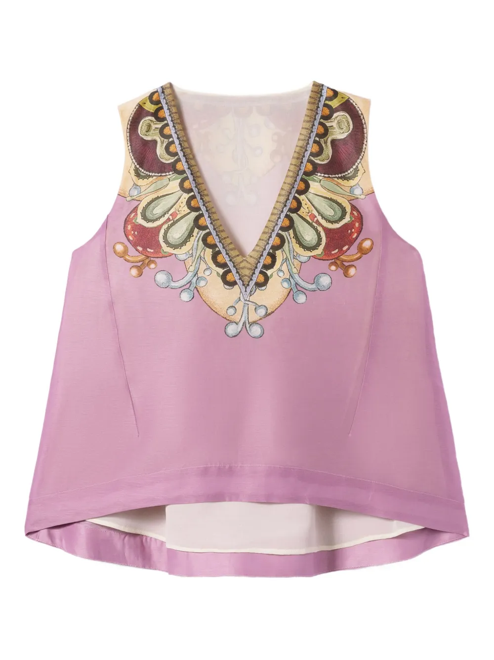 La DoubleJ Top met V-hals en print Roze