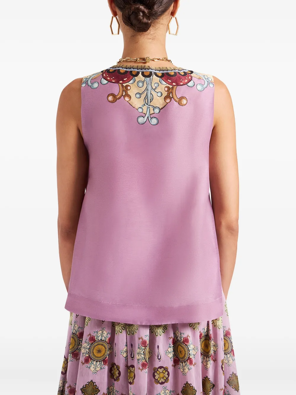 La DoubleJ Top met V-hals en print Roze