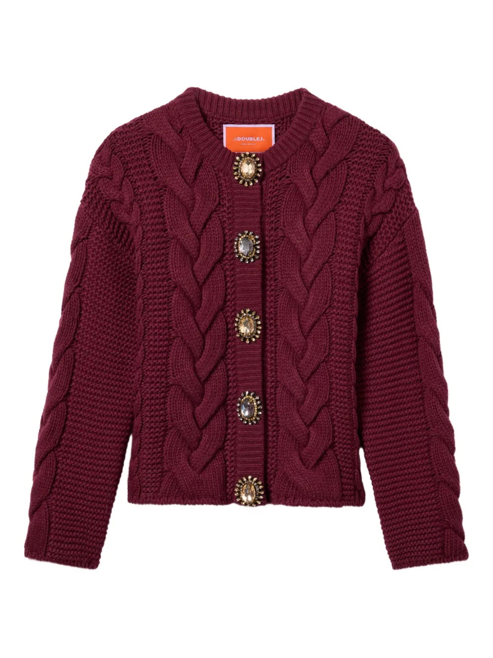 La DoubleJ cable-knit embellished-button cardigan - Rosso