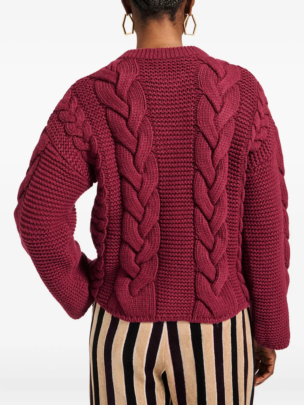 La DoubleJ Kabelgebreid vest met verfraaide knoop Rood