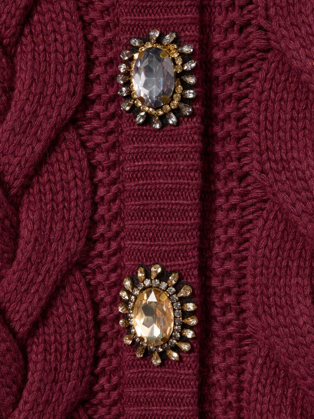 La DoubleJ Kabelgebreid vest met verfraaide knoop Rood