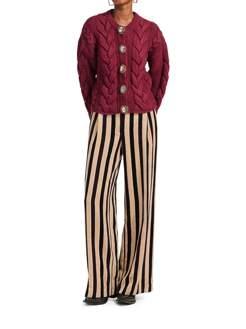 La DoubleJ Kabelgebreid vest met verfraaide knoop Rood