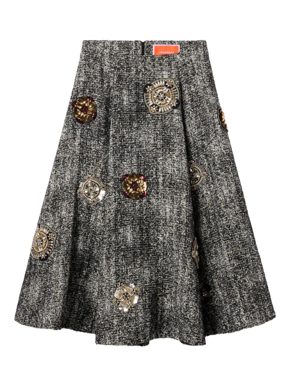 La DoubleJ embroidery-details midi skirt | Black | Image 1