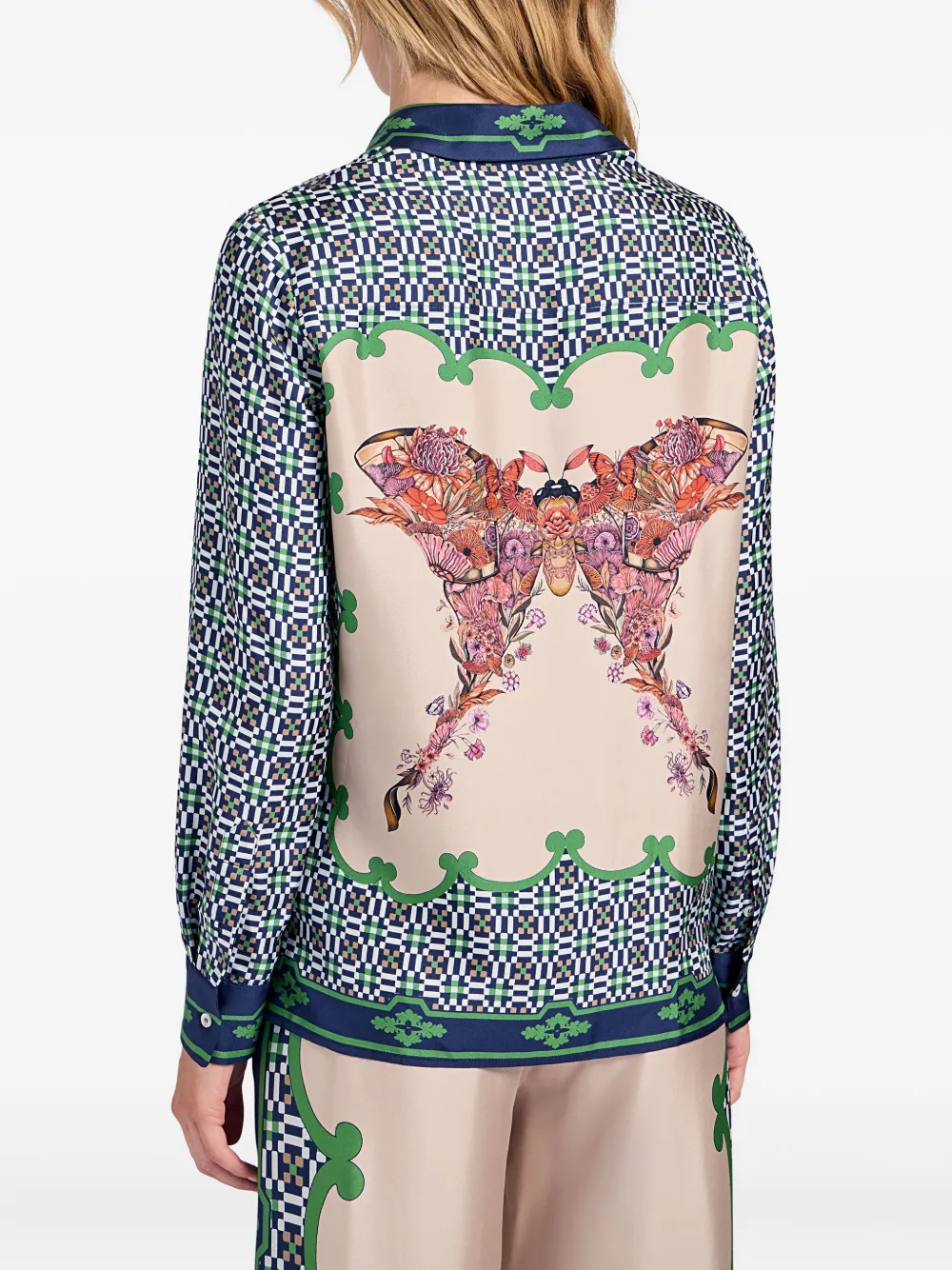 La Doublej Butterfly-motif Silk Shirt In Multi