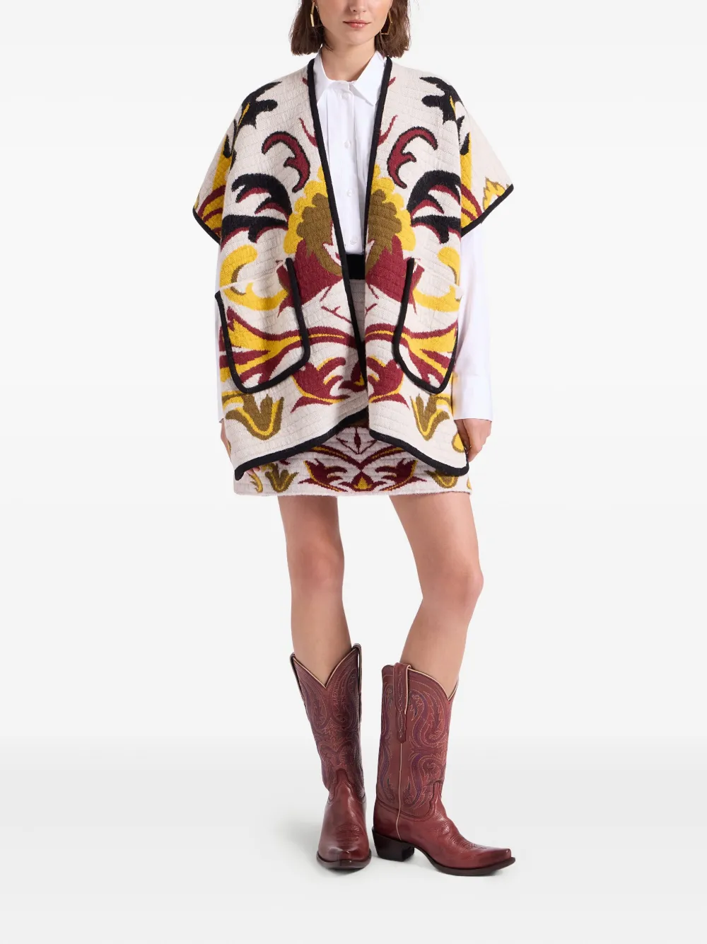 La Doublej Floral-pattern Cape In Multi