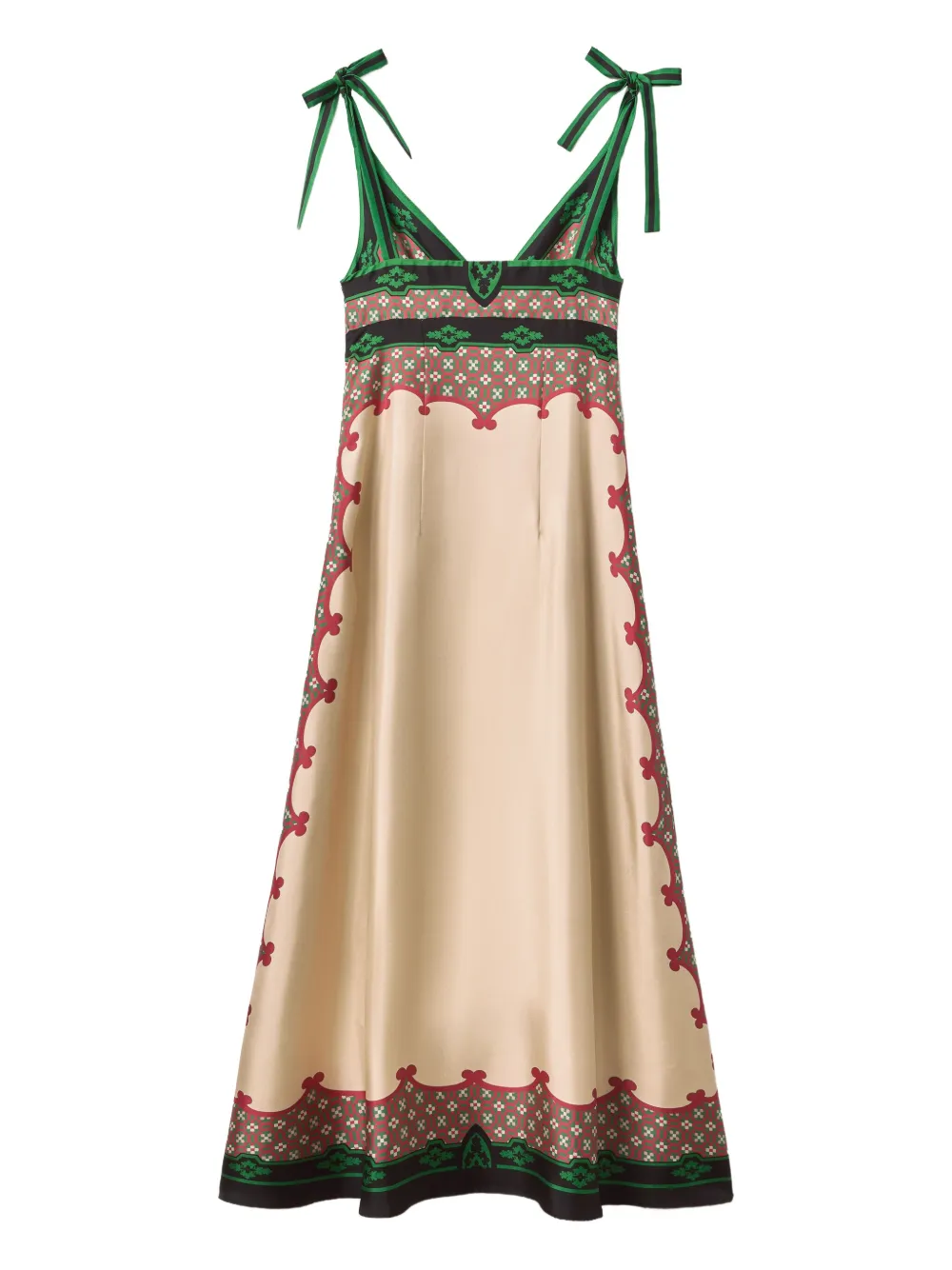La Doublej Geometric-print Midi Day Dress In Neutral
