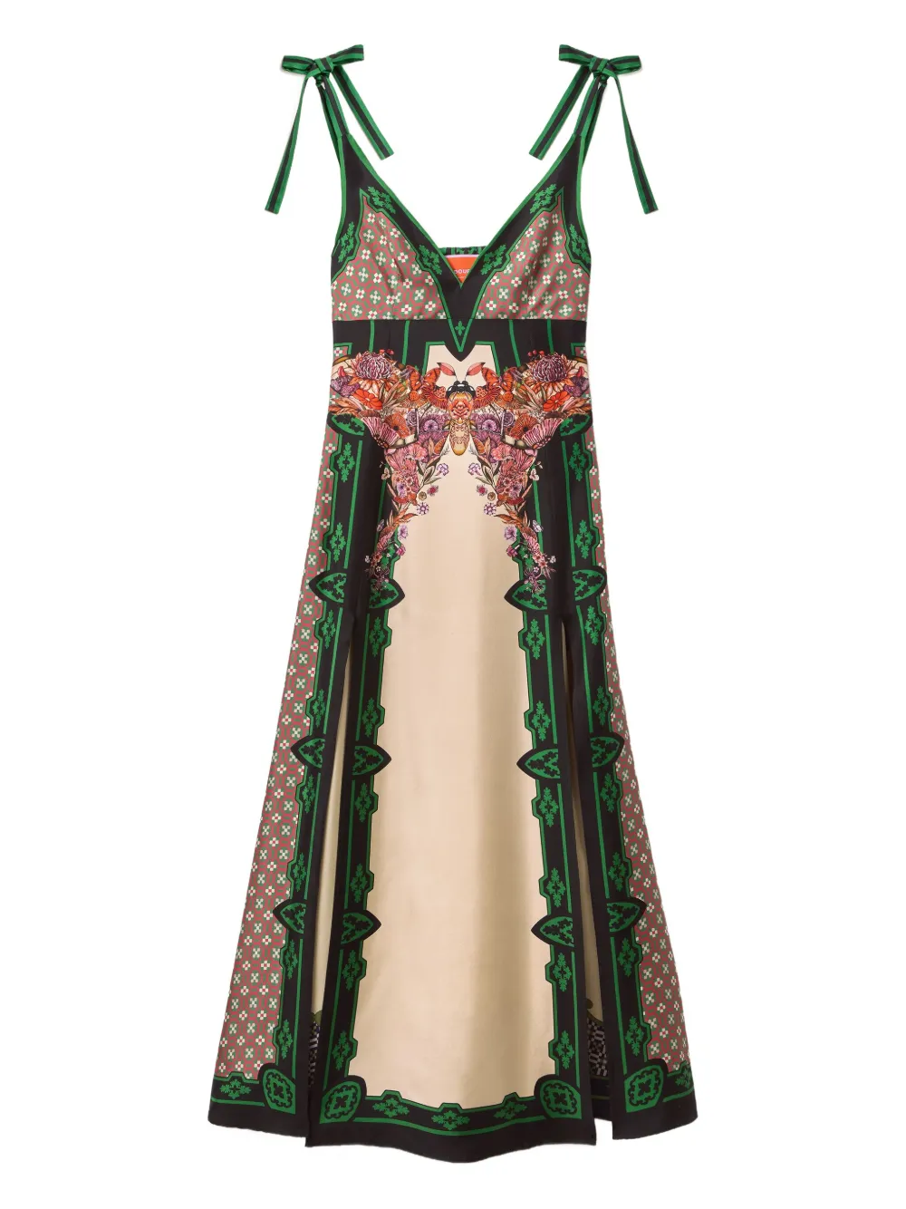La Doublej Geometric-print Midi Day Dress In Neutral