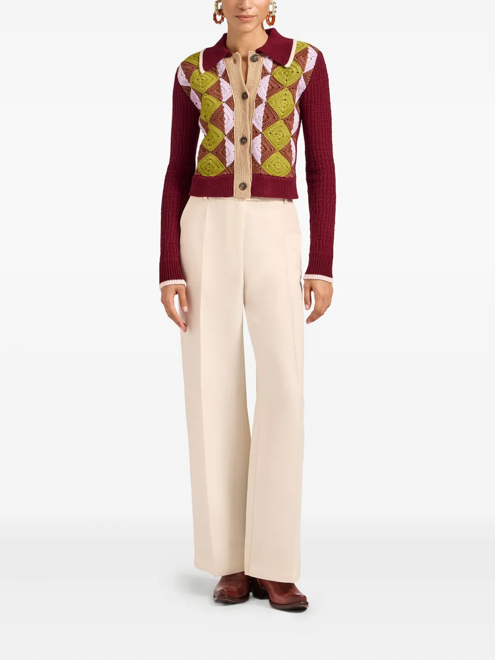 La DoubleJ crochet-panel button-fastening cardigan | Cardigans | Image 2