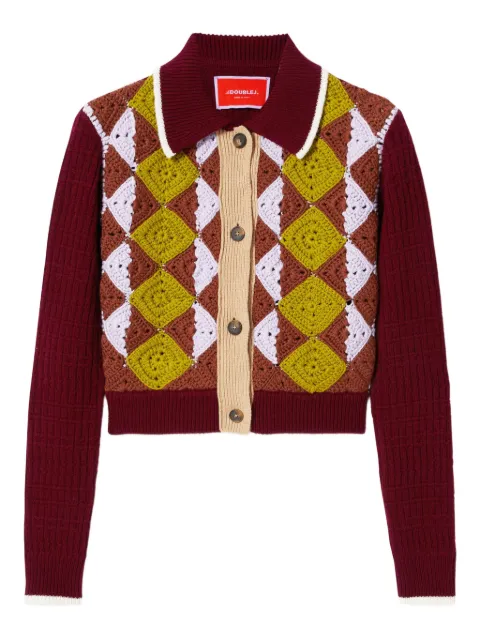 La DoubleJ crochet-panel button-fastening cardigan