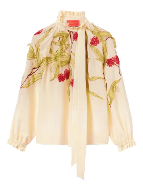 La DoubleJ embroidered-ruffled blouse