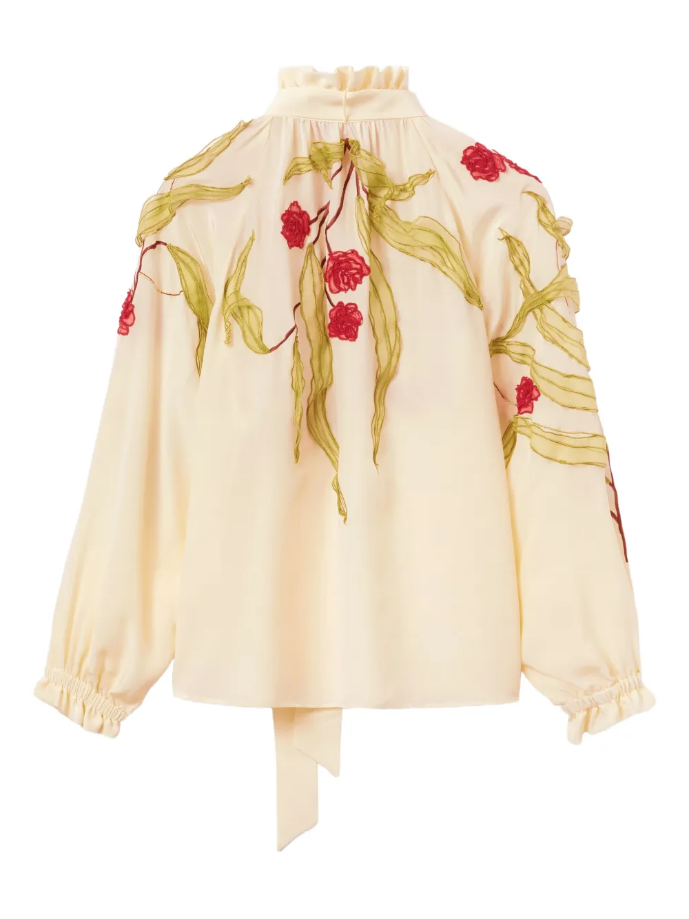 La Doublej Embroidered-ruffled Blouse In Multi