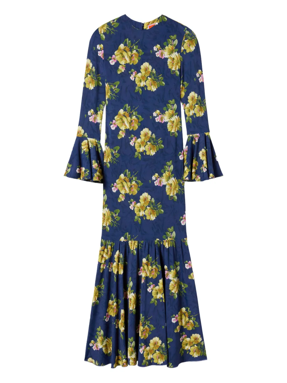 La DoubleJ Midi-jurk met klokmouwen en bloemenprint Blauw