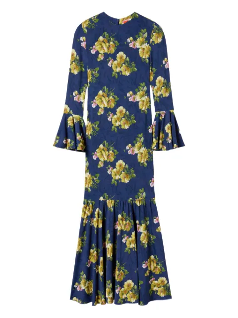 La DoubleJ floral bell-sleeve midi dress