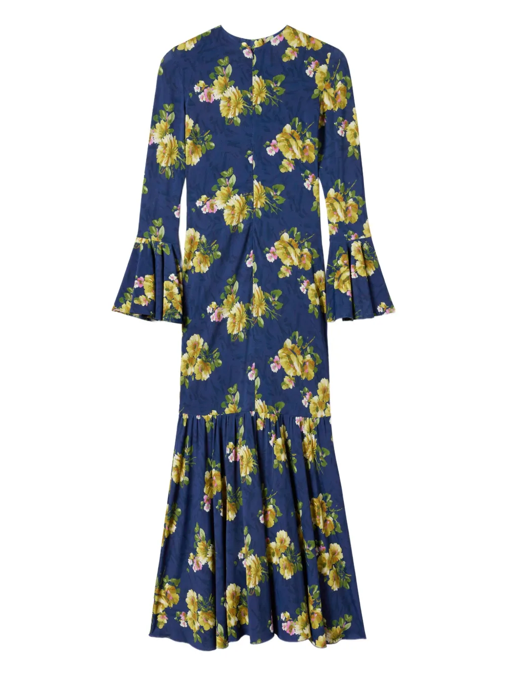 La DoubleJ Midi-jurk met klokmouwen en bloemenprint Blauw