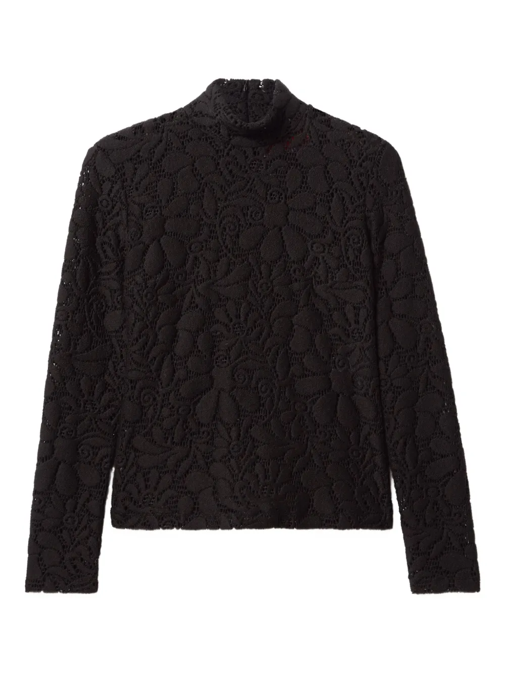 La Doublej Lace Turtleneck Top In Black