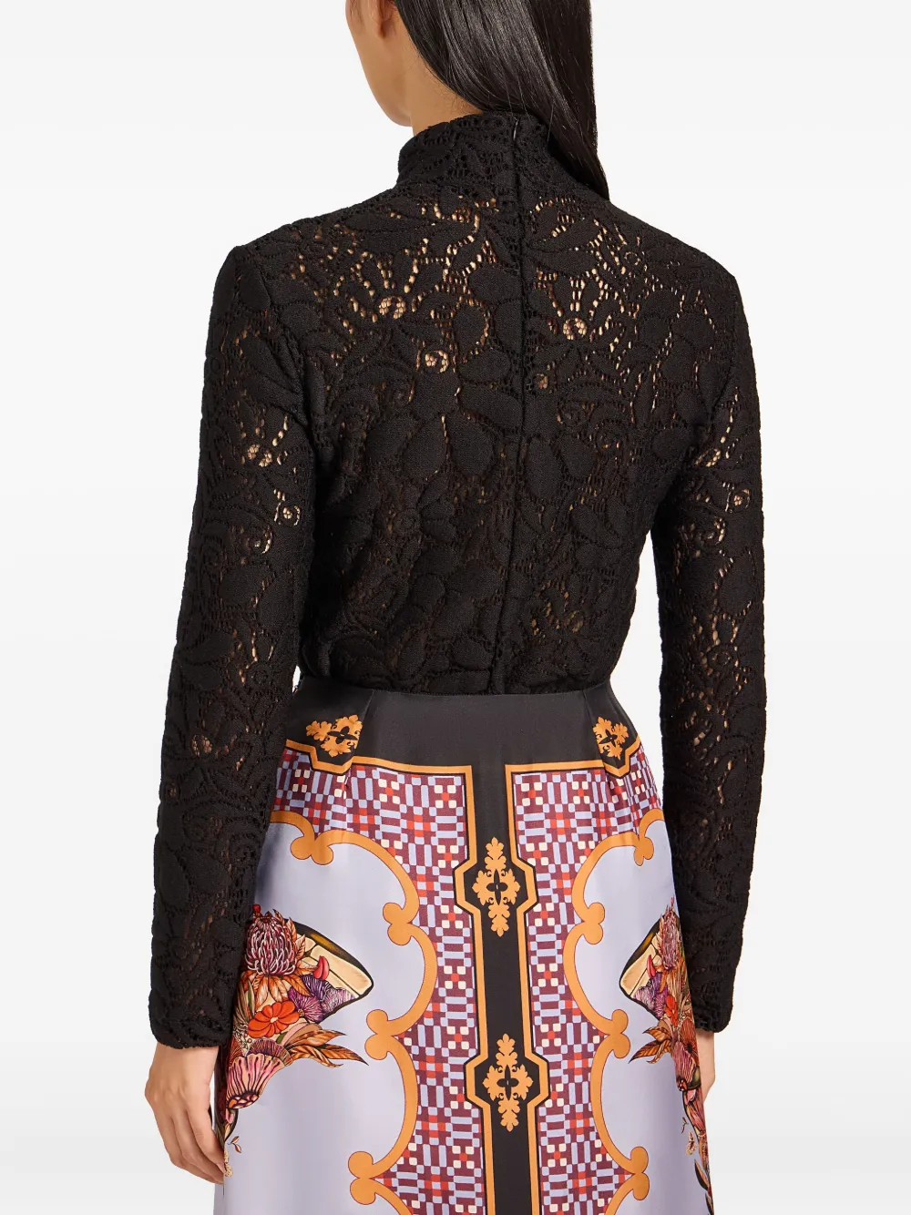 La Doublej Lace Turtleneck Top In Black