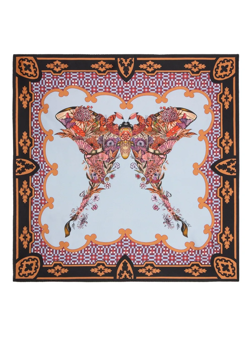 La Doublej Butterfly-print Silk Scarf In Brown