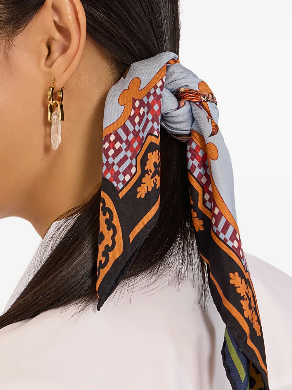 La Doublej Butterfly-print Silk Scarf In Brown
