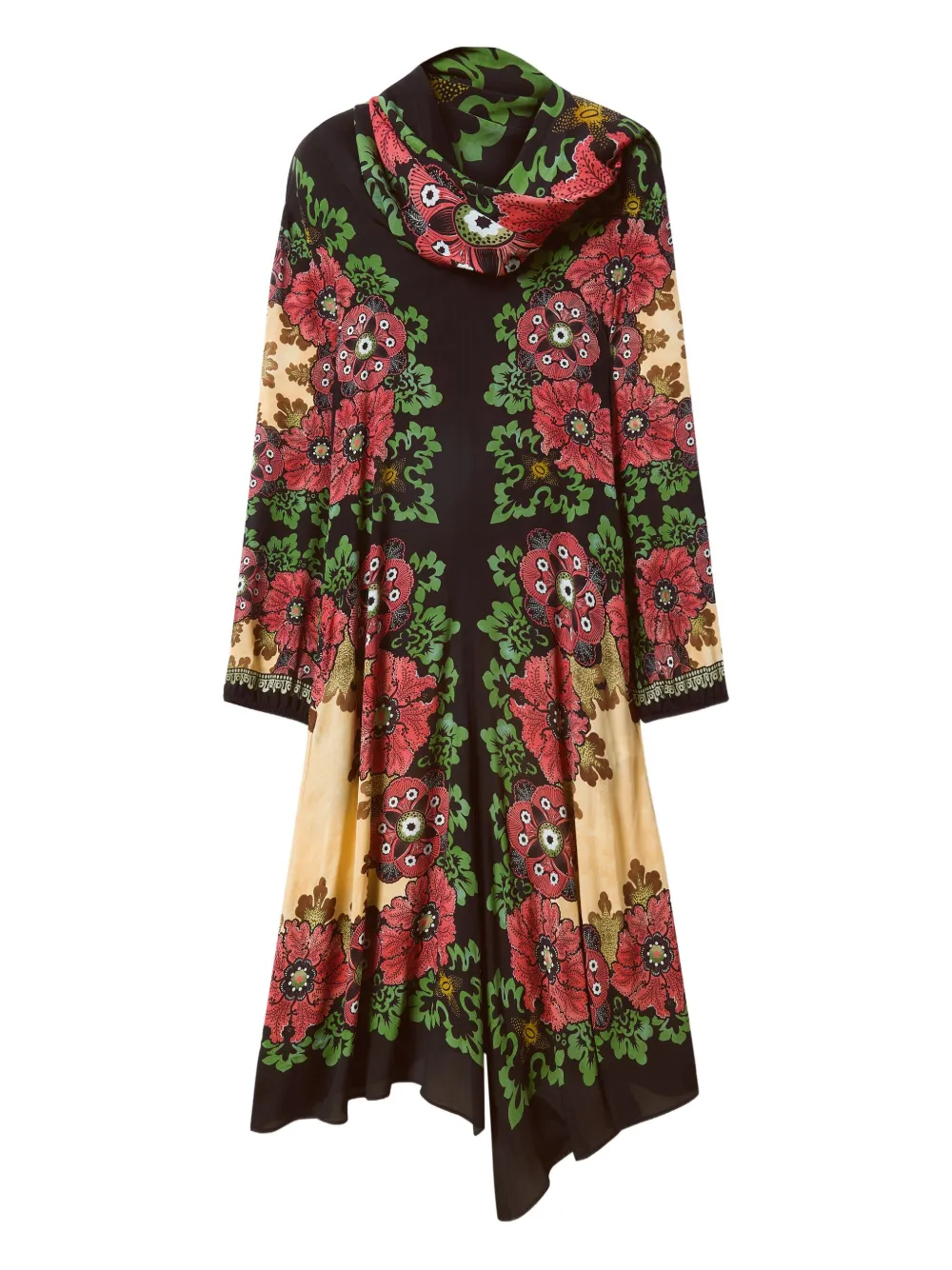 La Doublej Karis Floral-print Asymmetric Dress In Multi